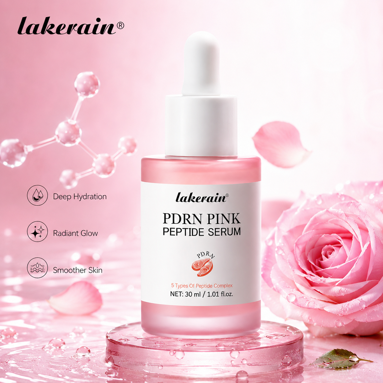 Lakerain PDRN Pink Peptide Serum for Brightening and Hydration